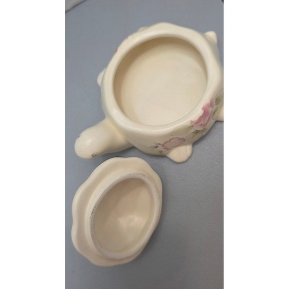 Pfaltzgraff Tea Rose Turtle Storage Trinket Box Ceramic Roses Flowers - Chipped - Picture 6 of 10